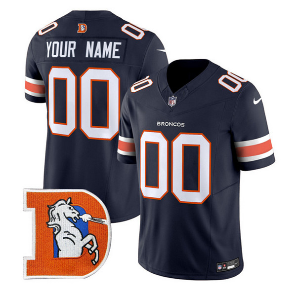 Men's Denver Broncos ACTIVE PLAYER Custom Navy 2024 F.U.S.E. V2 Throwback Vapor Limited Stitched Football Jersey Men's Denver Broncos ACTIVE PLAYER Custom Navy 2024 F.U.S.E. V2 Throwback Vapor Limited Stitched Football Jersey